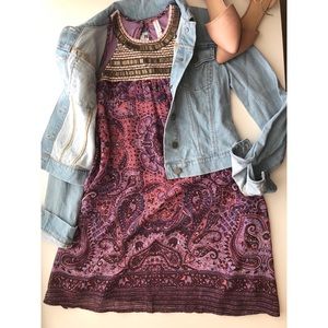 💐SALE! Pink & Purple Boho Paisley Beaded Dress